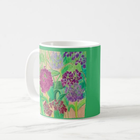 Mug hydrangée violette, fleurs de jardin (Devant gauche)
