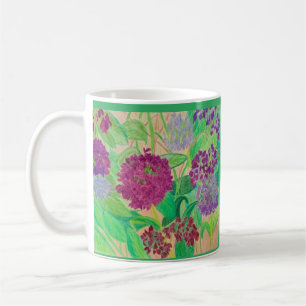 Mug hydrangée violette, fleurs de jardin