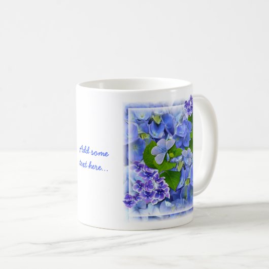 Mug Hydrangées bleues et papillons (Devant droit)