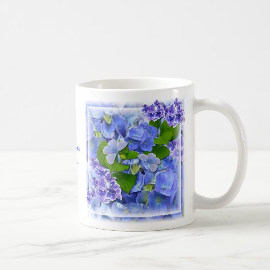 Mug Hydrangées bleues et papillons (Droite)