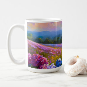 Mug Hydrangées dans une peinture en champ de fleurs