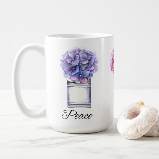 Mug Hydrangées d'aquarelle inspirantes (Avec donut)