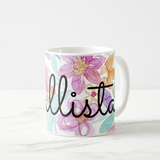 Mug Hydrogramme d'aquarelle rose pâle orange (Devant droit)