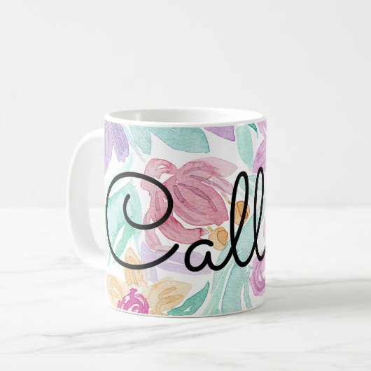 Mug Hydrogramme d'aquarelle rose pâle orange (Devant gauche)