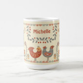 Mug Hygge Folk Art Animaux Nom personnalisé (Centre)