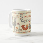 Mug Hygge Folk Art Animaux Nom personnalisé (Devant gauche)