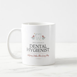 Mug Hygiéniste Dentaire Diplômée Typographie Florale
