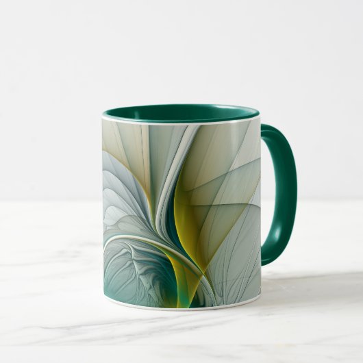 Mug Hypnotique Abstrait Golden Turquoise Turquoise Fra (Devant droit)