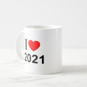 MUG I ❤️ 2021 I LOVE 2021 I HEART 2021 (Devant gauche)
