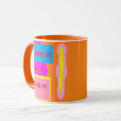 Mug I Adore it Loisir Goûter it Café logo rose bleu (Devant gauche)