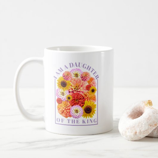 Mug I Am a Daughter of the King Floral Affirmation (Avec donut)