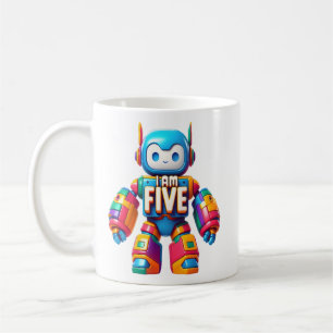 Mug I Am Five Robot for Kids 5Anniversaire Technologie