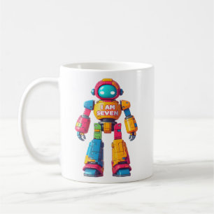 Mug I Am Seven Robot for Kids 7th Birthday Robot Boy