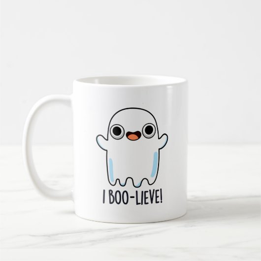 Mug I Boo-lieve Funny Positive Ghost Pun (Gauche)