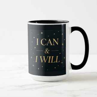 Mug I Can I Will | Citation Motivante Dorée Café