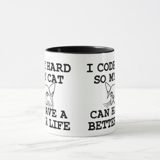 Mug I Code Hard so my Cat can Have a Better Life (Centre)