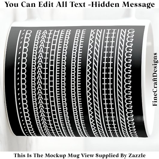 Mug I’d Rather Be Knitting Hidden Message 089W Novelty