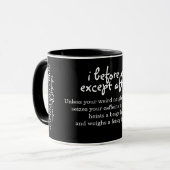 Mug I devant la police d'orthographe d'E personnalisée (Devant gauche)