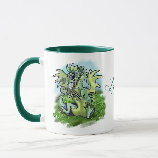 Mug " i est Chanceux" petit dragon trèfle (Gauche)