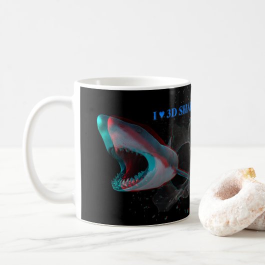 Mug I Heart 3D Sharks (Avec donut)