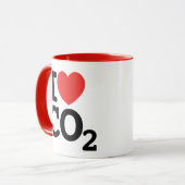 Mug I Heart CO2 J'aime l'écologiste du dioxyde de carb (Devant gauche)