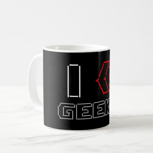 Mug I Heart Geek ASCII ART (Devant gauche)