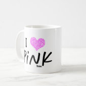 Mug I heart Love Pink Personnalisé Chic Custom (Devant gauche)