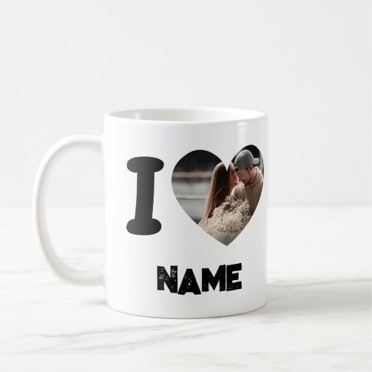 Mug I Heart Name Custom Gift for Girlfriend, Boyfriend (Gauche)