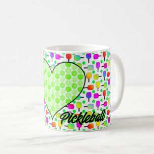 Mug I Heart Pickleball Green Pickleball Coeur rempli
