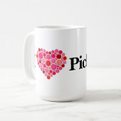 Mug I Heart Pickleball Rempli Coeur rose et rouge (Devant gauche)