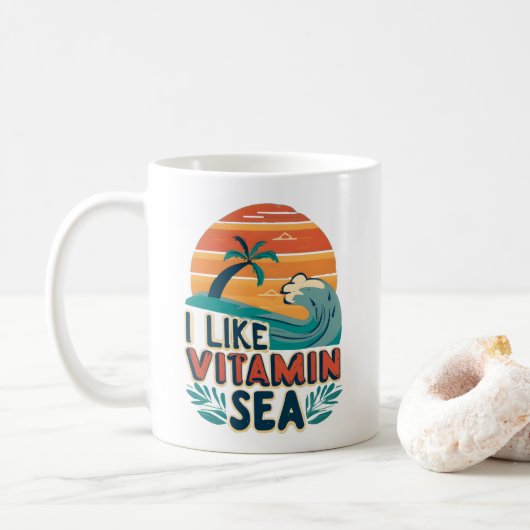 Mug I Like Vitamin Sea, Sea Vibes, Relaxant Beach (Avec donut)