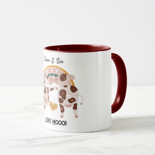 Mug I Looo Mooo Cute Cow Customisé Cadeau Lui (Devant droit)