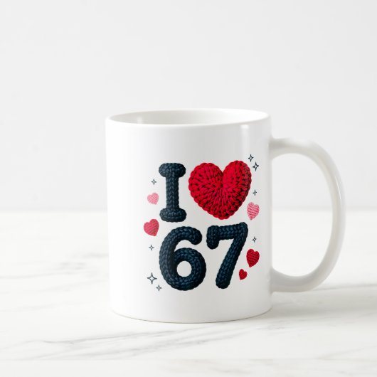 Mug I Love 67 Cute Cozy 67 Knitted Yarn Pattern 67 Mem (Droite)