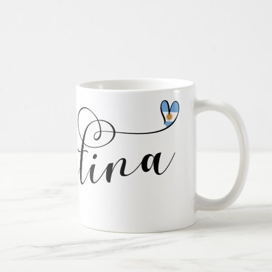 Mug I Love Argentina, Argentine Flag Heart (Droite)