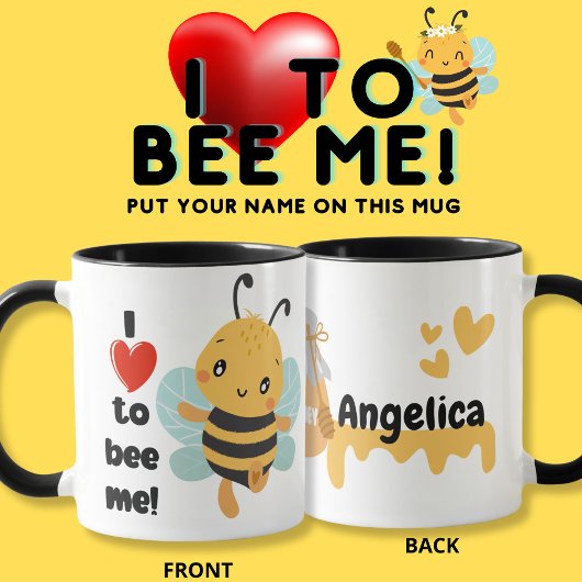 Mug "I love Bee me" Bumblebee avec le nom personnalisé