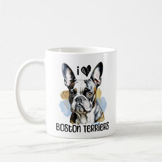 Mug I Love Boston Terriers Personnalisé (Gauche)
