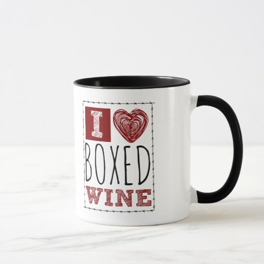 Mug I Love Boxed Wine Barbed Wire Heart (Droite)