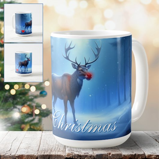 Mug I Love Christmas Blue Winter Reindeer