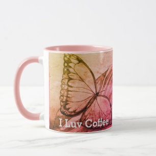 Mug I Love Coffee Butterfly