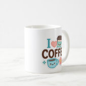 Mug I Love Coffee Cute Kawaii Sticker – Adorable Coffe (Devant droit)