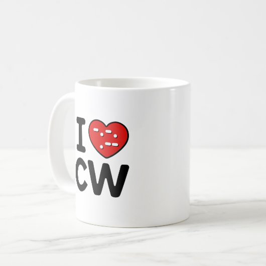 Mug I Love CW - Morse Code Enthousiaste (Devant gauche)