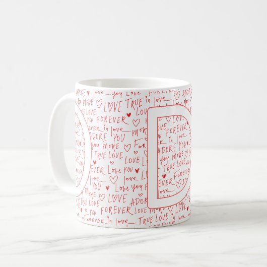 Mug I Love D You — Personalized Initial “D” Romantic D (Devant gauche)