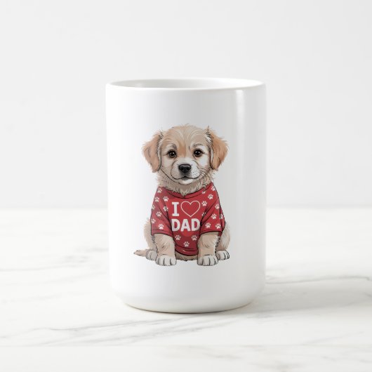 Mug I Love Dad Cute Puppy Dog with Paw Prints (Centre)