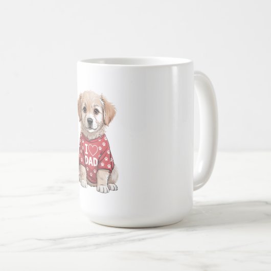 Mug I Love Dad Cute Puppy Dog with Paw Prints (Devant droit)