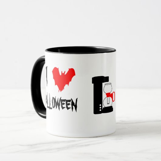 Mug I Love Halloween et café noir personnalisable (Devant gauche)