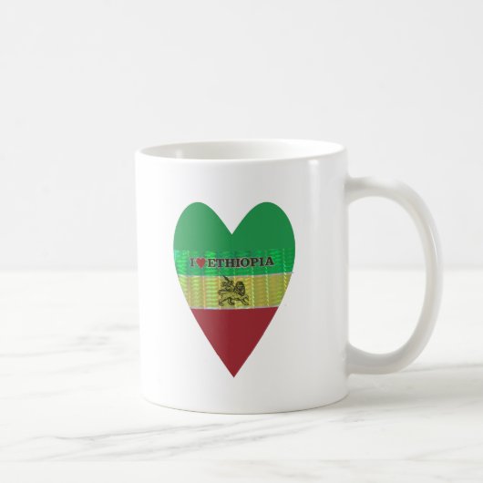 Mug I Love Heart Ethiopie : Drapeau Art Motif (Droite)