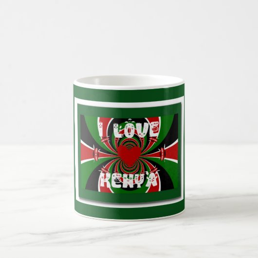 Mug I Love Heart Kenya : Dynamic Flag Art (Centre)