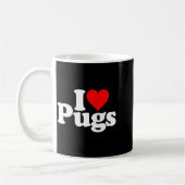 Mug I Love Heart Pugs Pug Dog Canine  (Gauche)