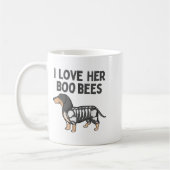 Mug I Love Her Boo Bees Funny Halloween Dachshund Ween (Gauche)