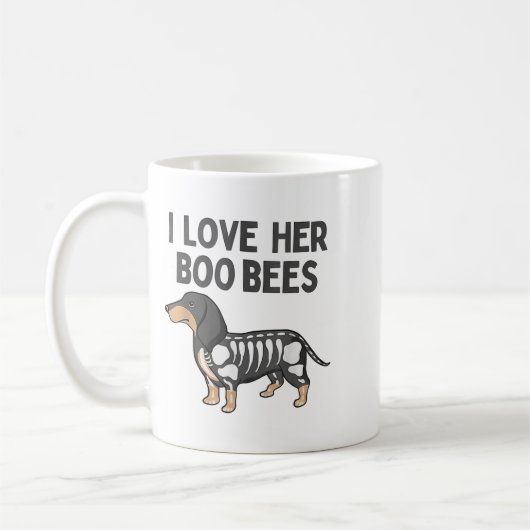 Mug I Love Her Boo Bees Funny Halloween Dachshund Ween (Gauche)